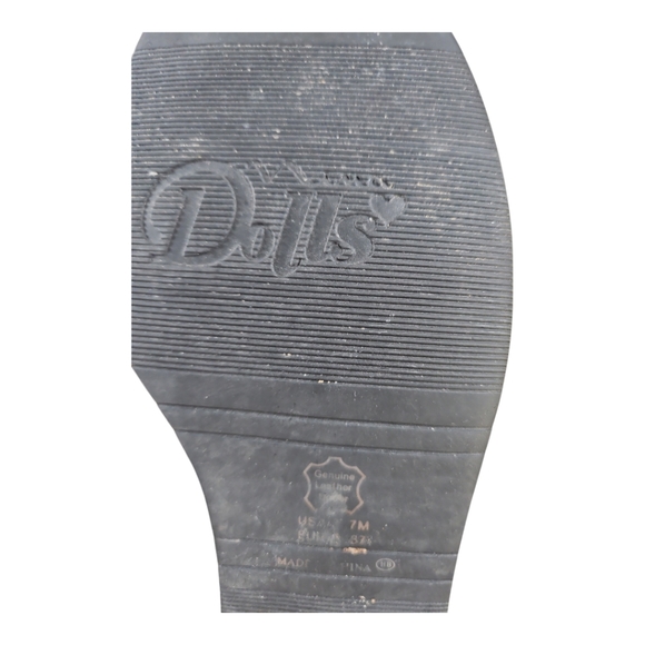 Nina Dolls Black Leather Flat Boots W/ Silver Trim Vintage Y2K Size 7 - Picture 12 of 12